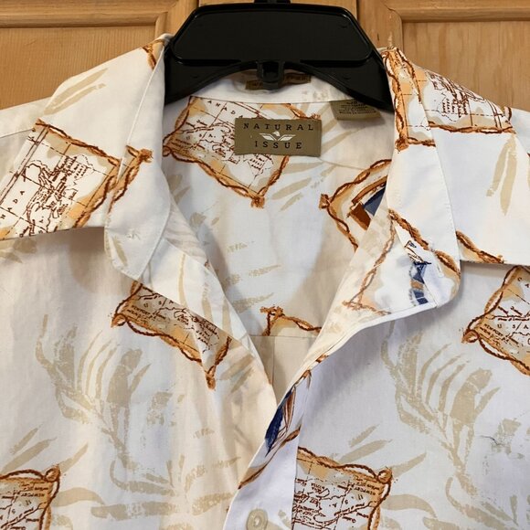 Natural Issue Mens Vintage Hawaiian Sailboat No Wrinkle Shirt Large White SP EXC - Picture 6 of 12